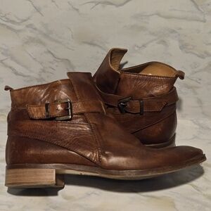 Elegant Brown Leather Ankle Booties